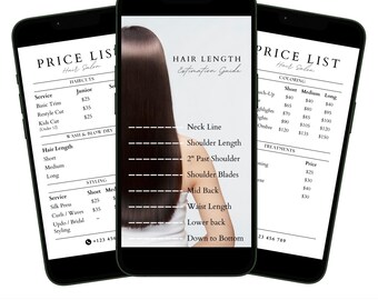 Price List Template for Hairstylist Canva | Salon Services Menu Instagram Post IG Story Editable Hair Stylist Price Sheet Social Media Flyer