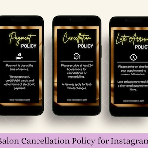 Editable Payment, Refund and Cancellation Policy, Term and Condition template for Instagram Salon Business Rules as Social Media Marketing