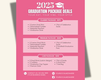 Graduation Package Deals Flyer Template for Canva | Social Media Instagram Post Template | Small Business Template | Graduation Flyer IG