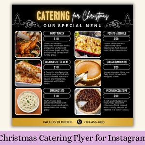 Folleto especial de cena navideña de Navidad Promoción del mes de diciembre para empresas de catering Plantilla de marketing Publicación de Canva en redes sociales Instagram