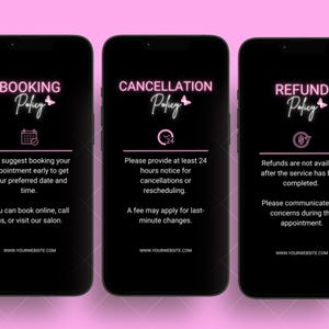 Cancellation Policy Canva Template, Printable Term and Condition for Beauty Salon Business Instagram Story Post Booking Payment Policy Flyer