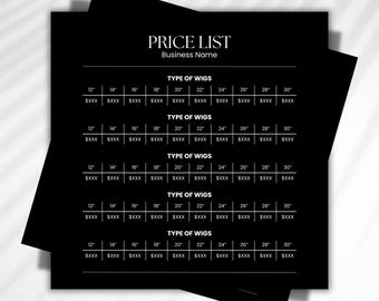 Wigs Price List Bundle Flyer for Hairstylist Business | DIY Hair Extension Salon | Social Media IG Instagram Post | Editable Canva Template