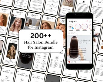 Hair Salon Minimalist White Canva Template Bundle for Instagram Highlight, Story, Post | Clean Editable Templates for Hairstylist Branding
