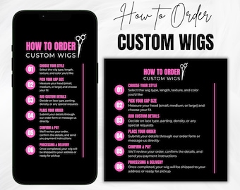 Cómo pedir plantillas de construcción de pelucas personalizadas / Historias y publicaciones editables de Instagram en Canva / Guía de pedidos de fabricantes de pelucas para peluquerías y salones de belleza