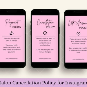 Editable Payment, Refund and Cancellation Policy, Term and Condition template for Instagram Salon Business Rules as Social Media Marketing