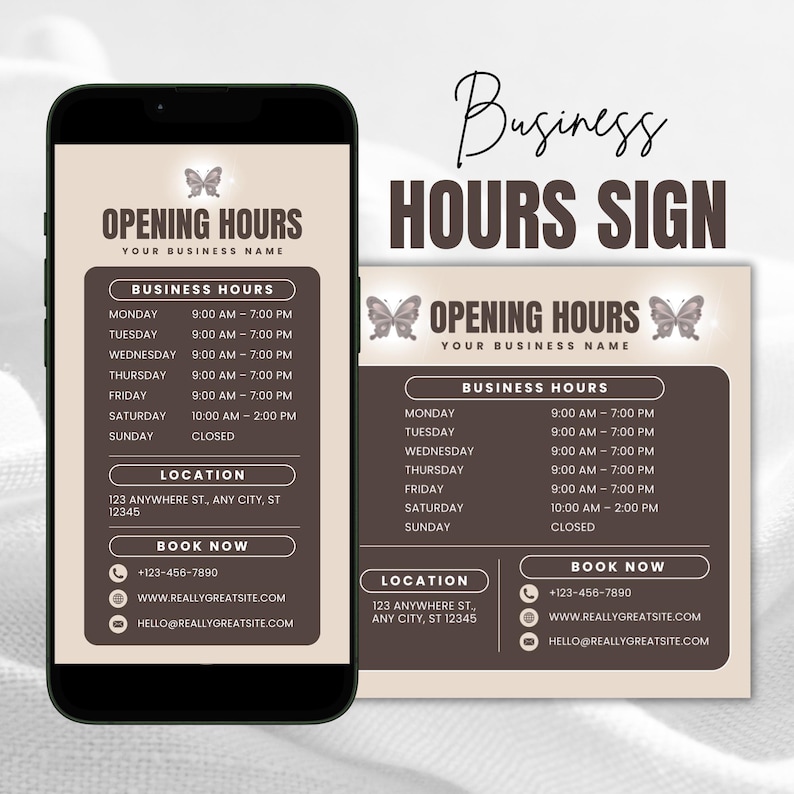 Salon Operating Hours Example Editable Salon Opening Hours Sign Template | Instagram Post and Story ...