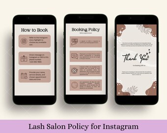 Lash Tech Booking and Cancellation Policy Editable Instagram template, Term and Condition - Instagram post and story template canva business