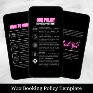 Editable Brazilian Wax Salon Booking Policy Template | Canva Instagram Post for Estheticians, Beauty Salon Rules, Waxing Client Guidelines