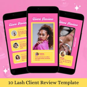 Lash Salon Klient Bewertung Vorlage Canva Instagram Post IG Story Social Media, Klient Testimonial Lash, Erweiterung Ergebnis, Kunden Feedback