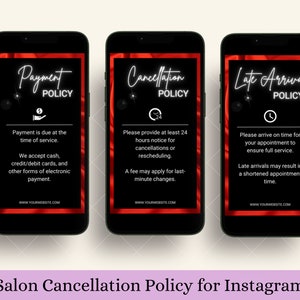 Editable Payment, Refund and Cancellation Policy, Term and Condition template for Instagram Salon Business Rules as Social Media Marketing