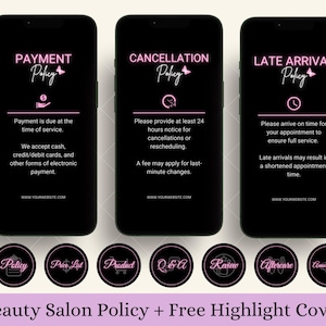 Editable Payment, Refund and Cancellation Policy, Term and Condition template for Instagram Salon Business Rules as Social Media Marketing