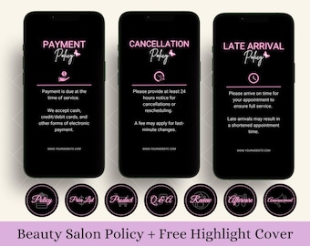 Editable Payment, Refund and Cancellation Policy, Term and Condition template for Instagram Salon Business Rules as Social Media Marketing