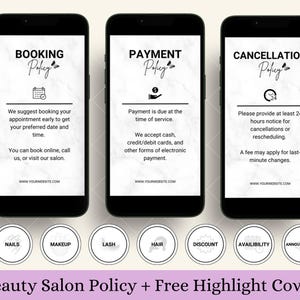 Editable Payment, Refund and Cancellation Policy, Term and Condition template for Instagram Salon Business Rules as Social Media Marketing