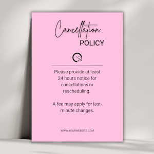 Editable Booking, Refund and Cancellation Policy, Term and Condition template for Printable Rules Salon business as aesthetic wall deco sign