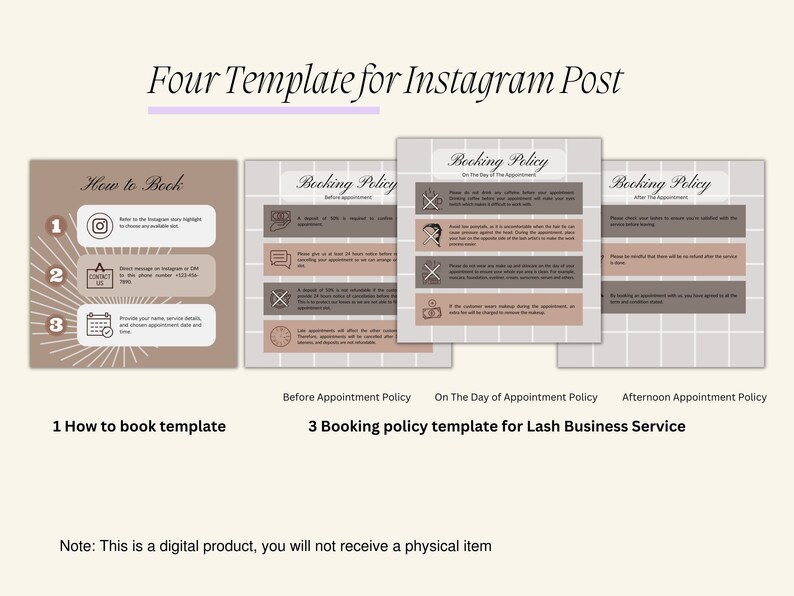 Booking and Cancellation Policy Editable Instagram for Lash Tech