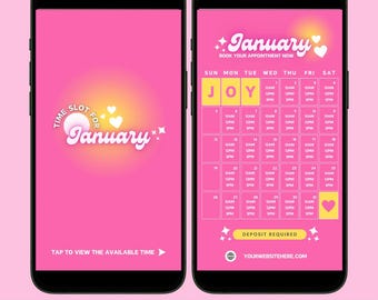 2025 Monthly Available Time Slot Pink Flyer templates for Lash Nail Hair Social Media Instagram Business Story Customer Time Schedule Update