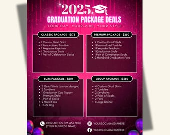 Graduation Package Deals Flyer Template for Canva | Social Media Instagram Post Template | Small Business Template | Graduation Flyer IG