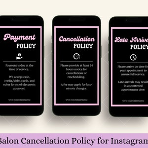Editable Payment, Refund and Cancellation Policy, Term and Condition template for Instagram Salon Business Rules as Social Media Marketing
