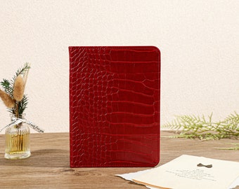 Burgundy Crocodile Print Kindle Case, All New Kindle Case Kindle Cover, Kindle Paperwhite Case 11th Gen, Personalized Case Book Lover Gift
