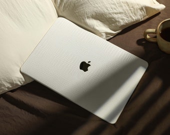 Macbook Case,White Goethite Leather Hard Case for Macbook Air 13 11 15 Pro 16 MacBook Retina Neo A18 Apple2024 2023 2021 Unique Laptop Case