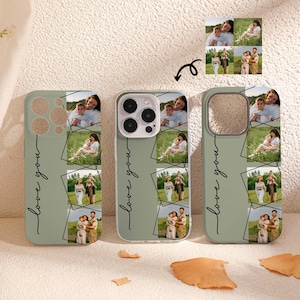 Aangepaste familiefoto foto afbeelding hoesje voor iPhone 14 15 Pro iPhone 13 Pro, iPhone 11 12 13 Mini, iPhone X XR-hoesje met familienaammonogram