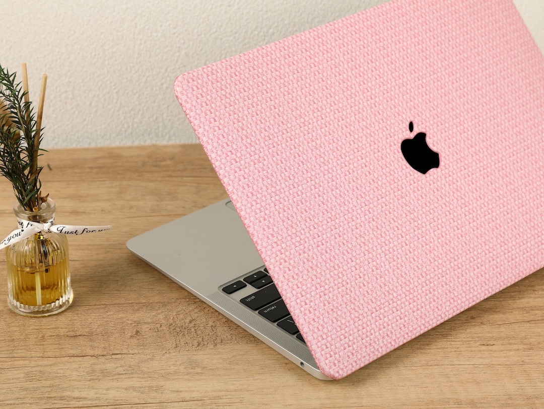 Pink Weave MacBook Case, Leather Hard Case for MacBook Pro 16 Air 15 13
