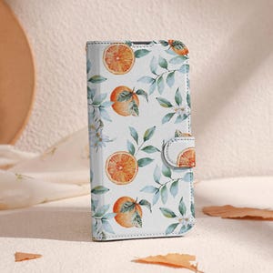 Schöne Orange Print Geldbörse Handyhülle für iPhone 16 15 14 13 Pro, iPhone 11 12 13, iPhone SE X XR Hülle mit Kartenhalter, Einzigartige Hülle