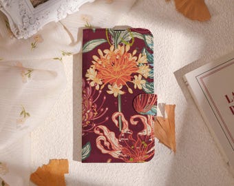 William Morris Style Floral Wallet Phone Cover for iPhone 16 15 14 13Pro, iPhone 11 12 13, iPhone SE X XR Case with Card Holder, Unique Case