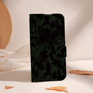 Dark Night Butterfly Geldbörse für iPhone 16 15 14 13Pro, iPhone 11 12 13Pro, iPhone SE X XR Hülle mit Kartenhalter, Einzigartige Hülle