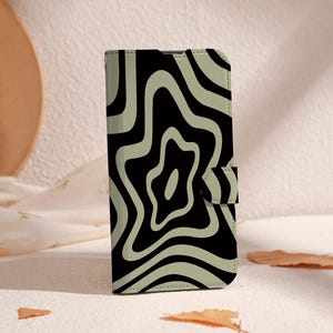 Twisted Flowers Geldbörse für iPhone 16 15 14 13 Pro, iPhone 11 12 13, iPhone SE X XR Hülle mit Kartenhalter, Unique Case