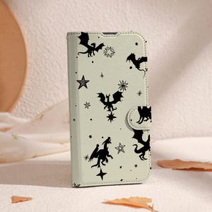 Star Magic Dragon Collage Brieftasche Handyhülle für iPhone 16 15 14 13 Pro, iPhone 11 12 13, iPhone SE X XR Case mit Kartenhalter, Unikat Hülle