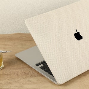 Cream Weave Leather Macbook Case, Hard Case For Macbook Pro 16 Air 15 13 11 MacBook Retina 15 13 12 Apple 2022 2021 2020 Unique Laptop Case