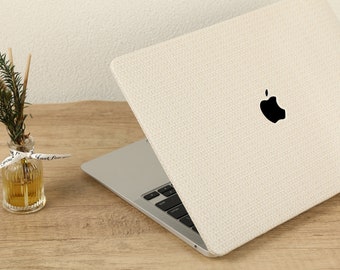 Cream Weave Leather Macbook Case, Hard Case For Macbook Pro 16 Air 15 13 11 MacBook Retina 15 13 Neo A18  2022 2021 2020 Unique Laptop Case