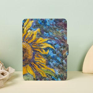 Oil Painting Sunflower Kindle Case, All New Kindle Case Kindle Cover, Kindle Paperwhite Case 11th Gen, Personalized Case Book Lover Gift