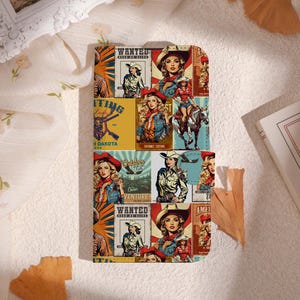 Western Cowgirl Collage Brieftasche Handyhülle für iPhone 16 15 14 13 Pro, iPhone 11 12 13, iPhone SE X XR Hülle mit Kartenhalter, Unikat Hülle