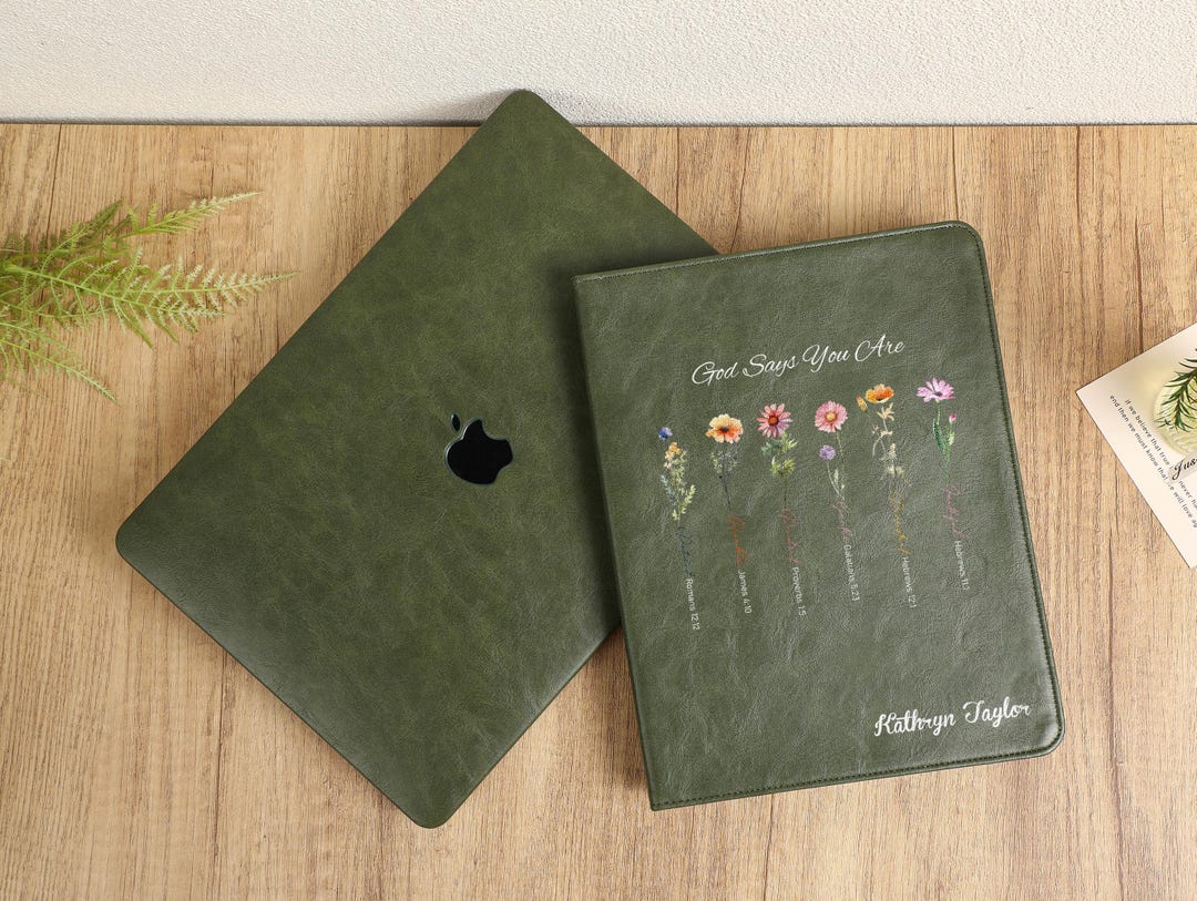 レトログリーンフェイクレザーiPadケース（2024 iPad Pro 11 Pro 13