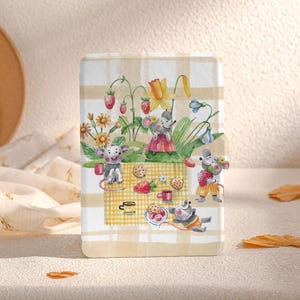 Custodia per Kindle con stampa di topi carini e picnic 2024, custodia per Kindle completamente nuova 2022, custodia Paperwhite da 6,8", custodia per Kindle Paperwhite da 7", Kindle 11th 2024 10th Gen