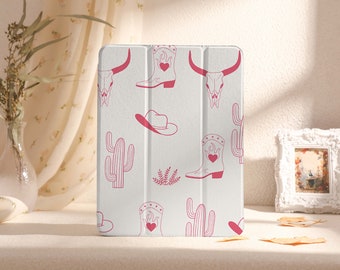 Pink Cowgirl Prints iPad Case, iPad Pro 11&quot; 13&quot;Case 2024, iPad Air 11&quot; 13&quot;, Air 5, 4, 3, 2, 1, iPad 2022/2021, iPad mini 6,5,4 iPad Cover