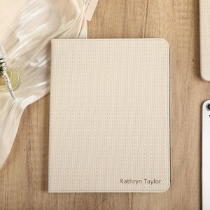 Woven Beige Leather iPad Case, iPad Pro 2022/2021 Case, iPad Air 5, 4, 3, 2, 1, iPad 2022/2021, iPad 2020/2019, iPad mini 6, 5, 4 iPad Cover