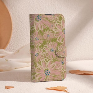 William Morris Style Floral Brieftasche Handyhülle für iPhone 16 15 14 13Pro, iPhone 11 12 13Pro, iPhone SE X XR Hülle mit Kartenhalter, Einzigartige Hülle
