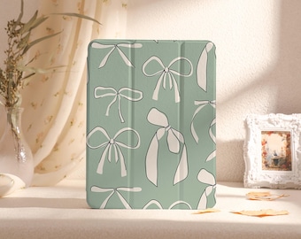 Green Bow Tie iPad Case, iPad Pro 11" 13"Case 2024, iPad Air 11" 13", Air 5, 4, 3, 2, 1, iPad 2022/2021, iPad mini 6,5,4 iPad Cover