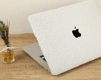 Étui pour Macbook en peluche crème, rigide pour Macbook Pro 16 Air 15 13 11 MacBook Retina 15 13 12 Neo A18 Apple 2022 2021 2020 Unique pour ordinateur portable