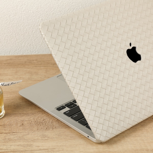 Beige Woven Macbook Case, Leather Hard Case For Macbook Pro 16 Air 15 13 11 MacBook Retina 15 13 12 Apple 2022 2021 2020 Unique Laptop Case