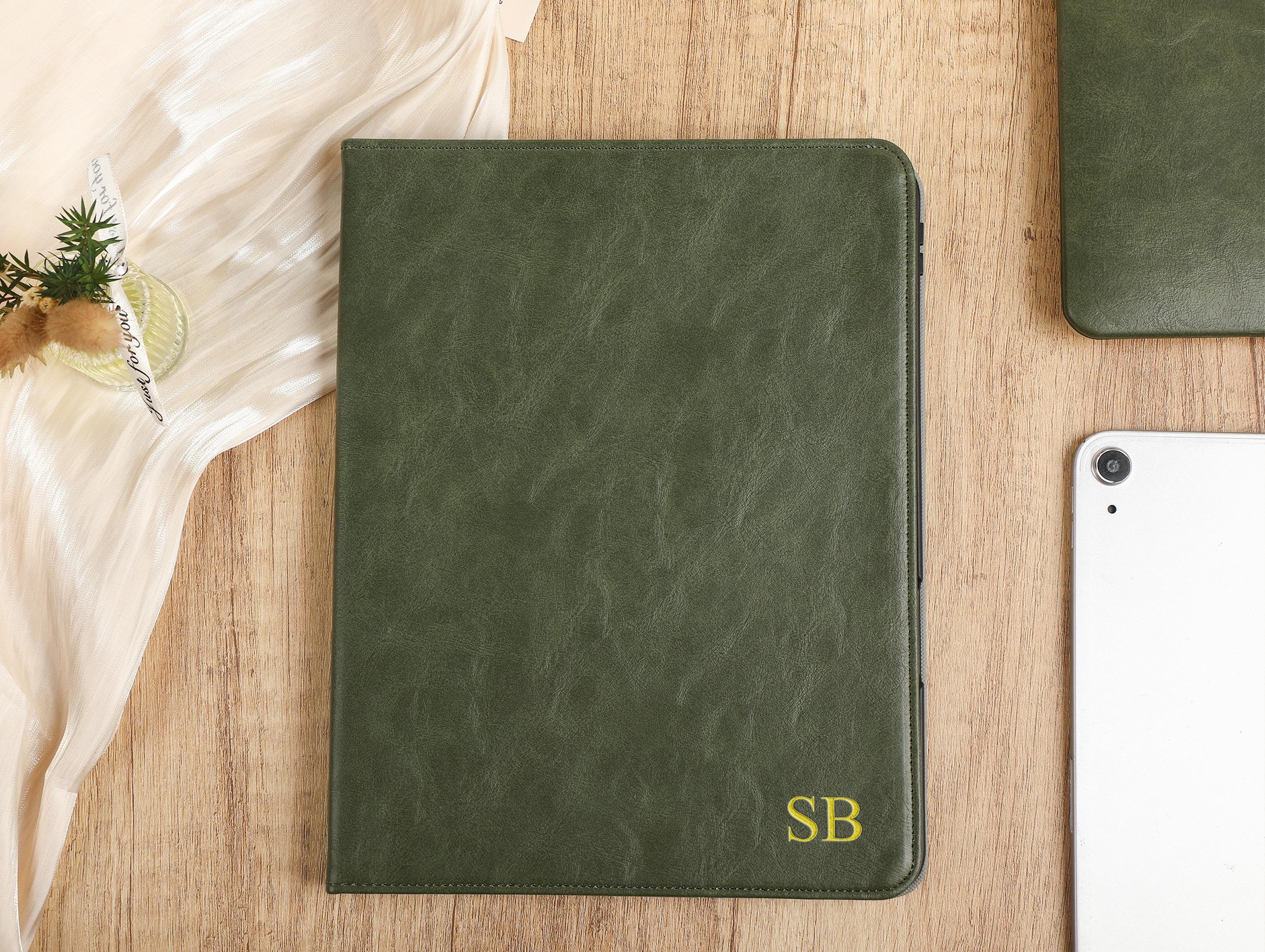 Retro Green Leather iPad Case, iPad Pro 2022/2021 Case, iPad Air 5