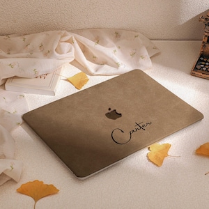 Custodia in velluto per Macbook, custodia rigida in pelle marrone retrò per Macbook Air 13 11 15 Pro 16 MacBook Retina 15 13 12 Apple 2024 2023 Custodia unica per laptop