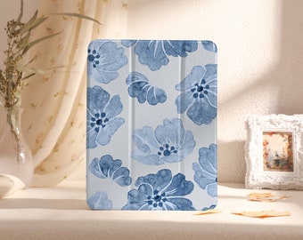 Watercolor Ice Flower iPad Case, iPad Pro 11" 13"Case 2024, iPad Air 11" 13", Air 5, 4, 3, 2, 1, iPad 2022/2021, iPad mini 6,5,4 iPad Cover