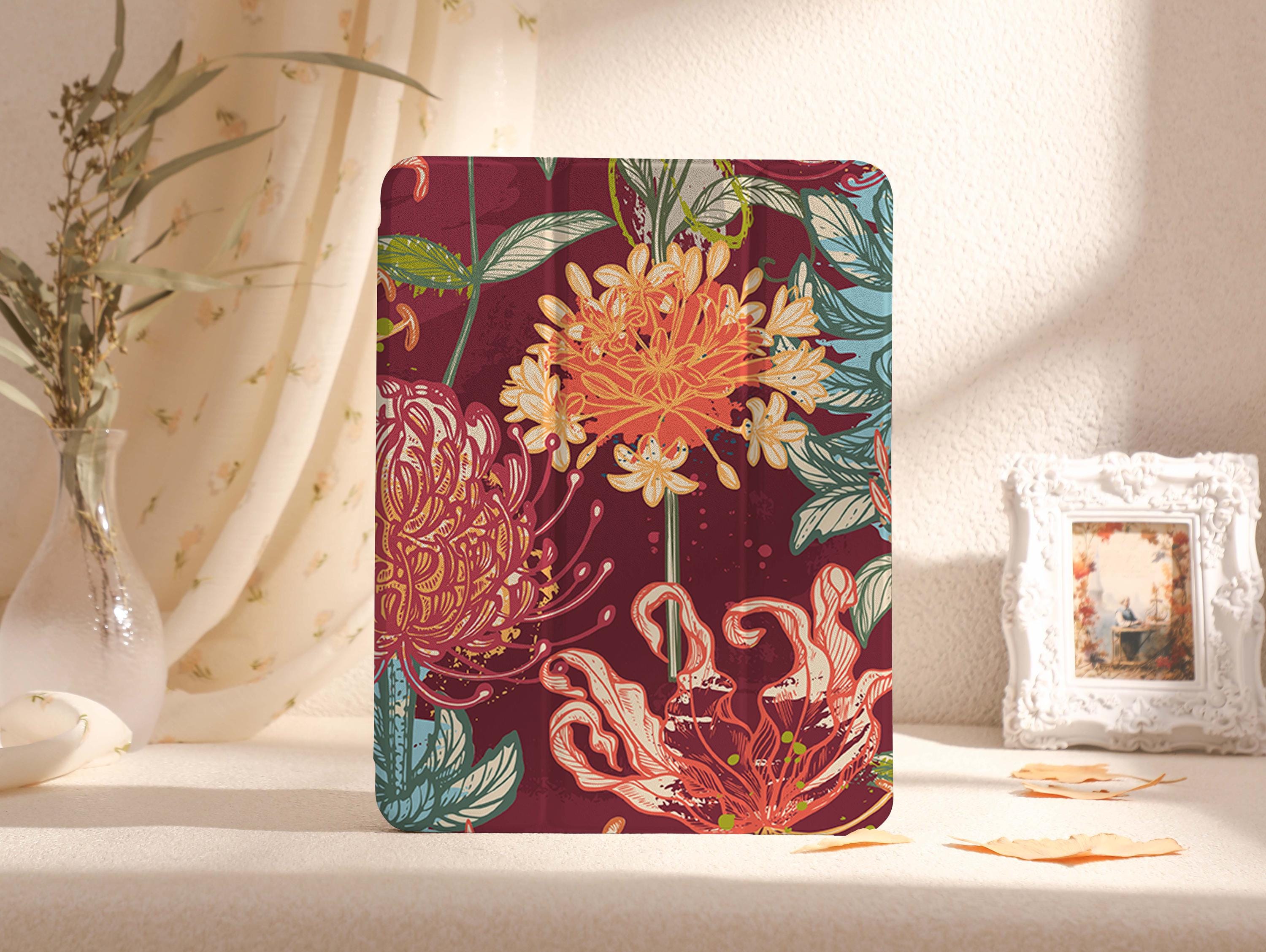 William Morris Style Floral iPad Case, iPad Pro 11" 13"Case 2024 iPad Air 11" 13", Air 5,4,3,2,1, iPad 2022/2021, iPad mini 6,5,4 iPad Cover