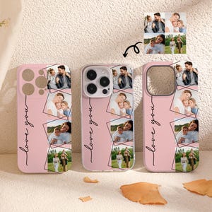 Aangepaste familiefoto foto afbeelding hoesje voor iPhone 14 15 Pro iPhone 13 Pro, iPhone 11 12 13 Mini, iPhone X XR-hoesje met familienaammonogram