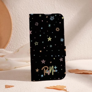 Shining Stars Trendy Brieftasche Handyhülle für iPhone 16 15 14 13 Pro, iPhone 11 12 13, iPhone SE X XR Case mit Kartenhalter, Unique Case