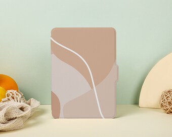 Abstract Lines Kindle Case, All New Kindle Case Kindle Cover, Beige Pink Kindle Paperwhite Case 11th Gen, Personalized Case Book Lover Gift